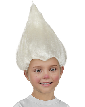 Parrucca Trolls bianca per bambini