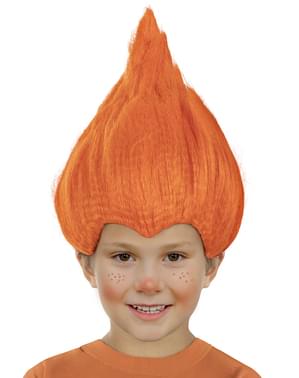 Oranje trollen pruik voor kinderen
