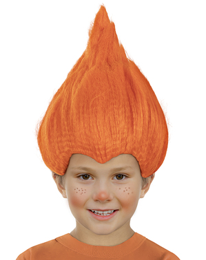 Peluca naranja Trolls para niños