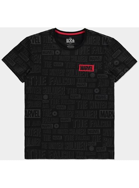 Marvel T-Shirt Uomo Mono Logo - 65% Poliestere 35% Cotone, Girocollo, Manica Corta, Nero