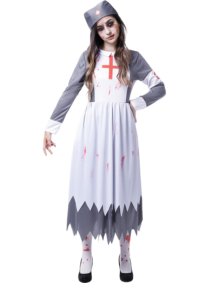 Disfraz de enfermera monja zombie para mujer