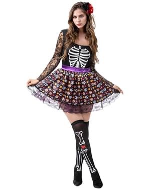 La Catrina-kostuum met skelet voor vrouwen Plus Size