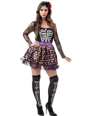 La Catrina Skelet kostume til kvinder Plusstørrelse
