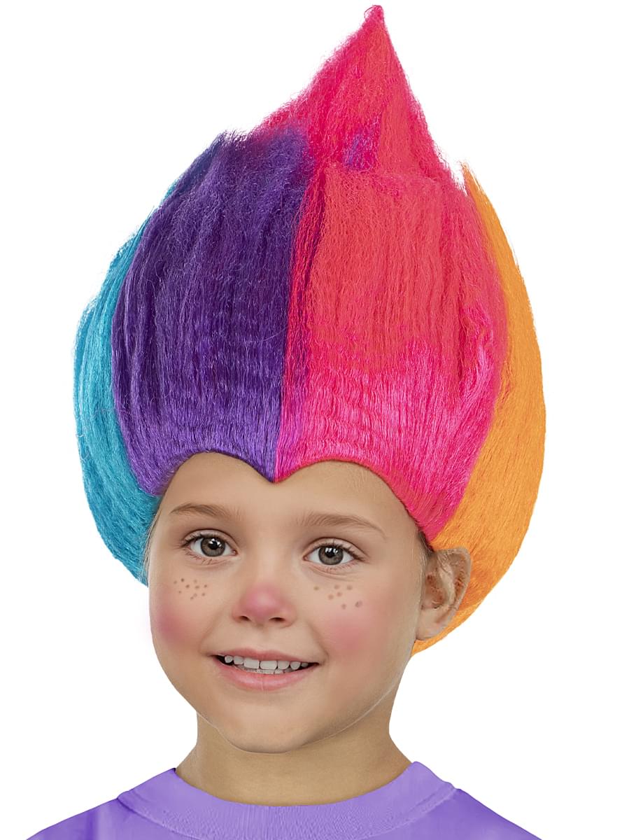 Parrucca Trolls arcobaleno per bambini