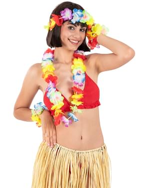 Fantasia Saia Havaiana Infantil Festa Luau Hawaii Com Flores 30 CM