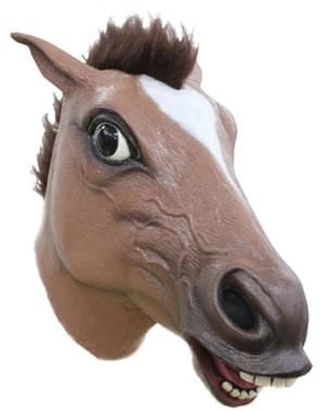 Máscara de cavalo louco castanho para adulto