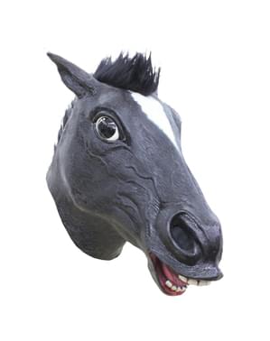Gal Svart Hest Maske Voksen