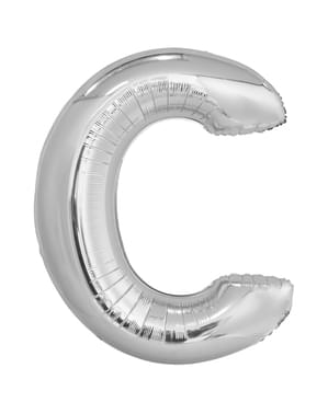 Balão letra C prateado (86 cm)