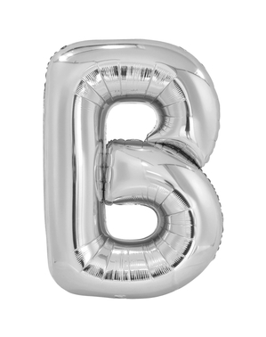 Ballong bokstaven B silverfärgad (86 cm)