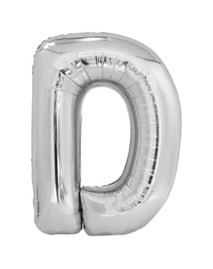 Ballong bokstaven D silverfärgad (86 cm)