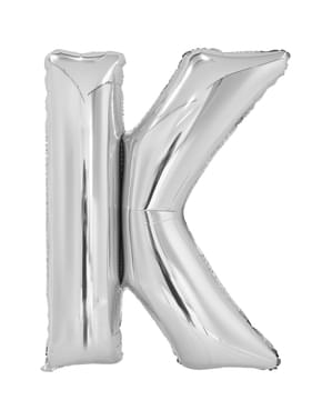 Zilveren Letter K Ballon (86cm)