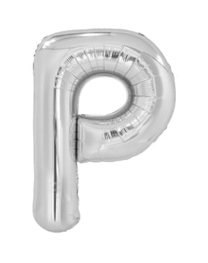 Ballong bokstaven P silverfärgad (86 cm)