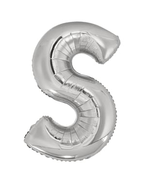 Ασημί Μπαλόνι στο Σχήμα του Γράμματος S  (86εκ.)