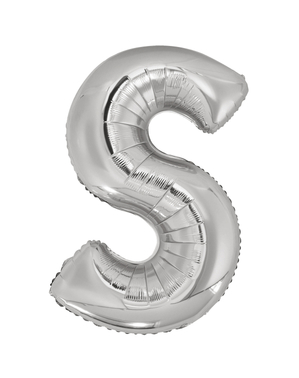 Ballong bokstaven S silverfärgad (86 cm)