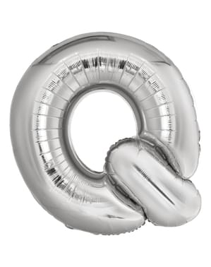 Ballong bokstaven Q silverfärgad (86 cm)