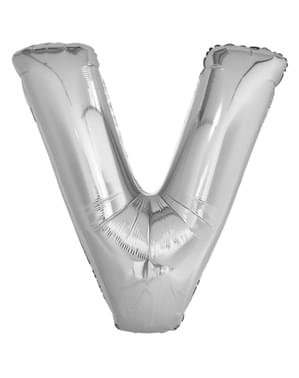 Buchstabe V Folienballon silber (86 cm)