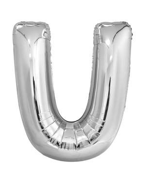 srebrna črka U balon (86cm)