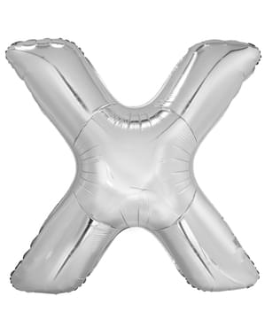 Ballong bokstaven X silverfärgad (86 cm)