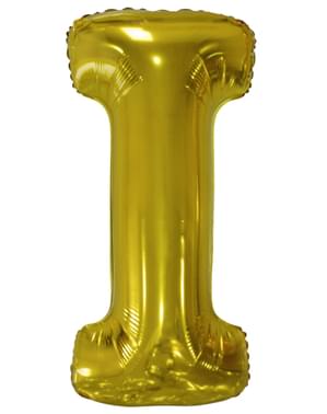 Ballong bokstaven I guldfärgad (86 cm)