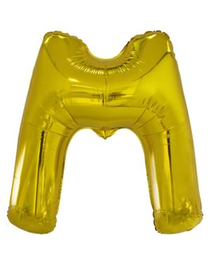 Guld bogstav M ballon (86 cm)