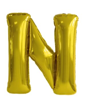 Balão letra N dourado (86 cm)