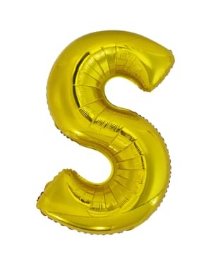 Balão letra S dourado (86 cm)
