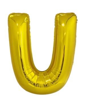 Balão letra U dourado (86 cm)