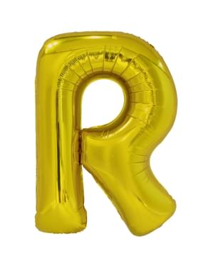 Balão letra R dourado (86 cm)