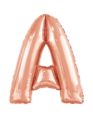 Růžovozlatý balónek písmeno A (86 cm)