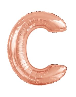 Balon roz auriu cu litera C (86 cm)