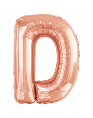 Ballong bokstaven D roséguldfärgad (86 cm)
