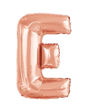Balon roz auriu cu litera E (86 cm)