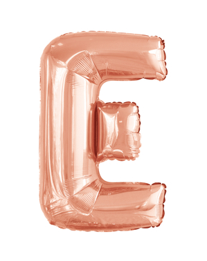Ροζ Χρυσό Μπαλόνι στο Σχήμα του Γράμματος E  (86 εκ.)