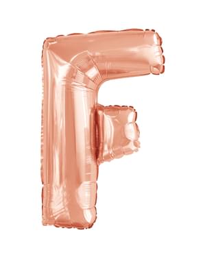 Ροζ Χρυσό Μπαλόνι στο Σχήμα του Γράμματος F  (86 εκ.)