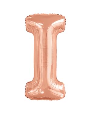 Balon roz auriu cu litera I (86 cm)
