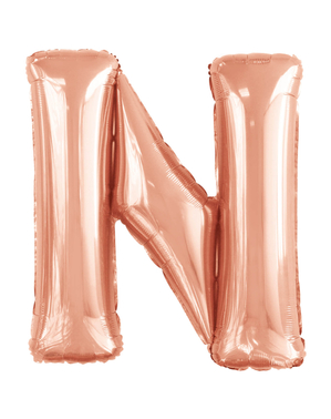 Ballong bokstaven N roséguldfärgad (86 cm)