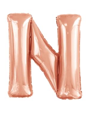 Roségouden Letter N Ballon (86 cm)