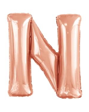 Růžovozlatý balónek písmeno N (86 cm)