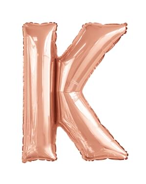 Balon roz auriu cu litera K (86 cm)