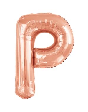 Ροζ Χρυσό Μπαλόνι στο Σχήμα του Γράμματος P  (86 εκ.)