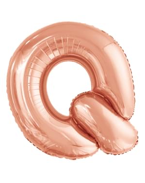 Ballong bokstaven Q roséguldfärgad (86 cm)