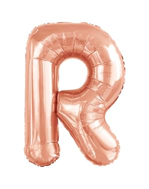 Ballong bokstaven R roséguldfärgad (86 cm)