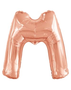 Balon roz auriu cu litera M (86 cm)
