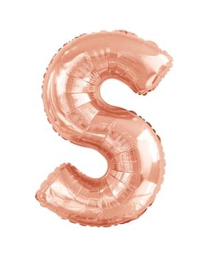 Balon roz auriu cu litera S (86 cm)