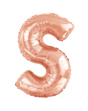 Ροζ Χρυσό Μπαλόνι στο Σχήμα του Γράμματος S  (86 εκ.)