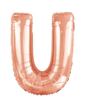 Palloncino lettera U color oro rosa (86cm)