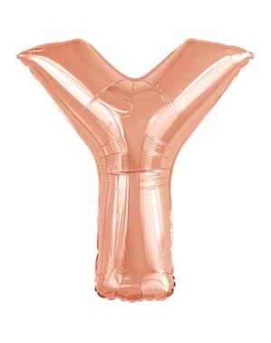 Balon roz auriu cu litera Y (86 cm)