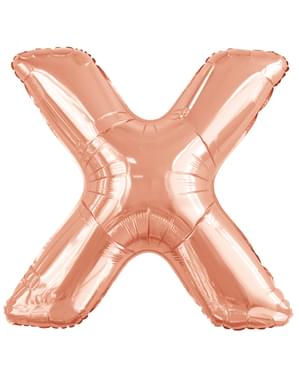 Růžovozlatý balónek písmeno X (86 cm)