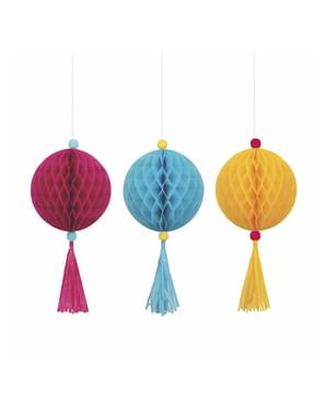 3 Colourful Hanging Figures - Bright Triangle
