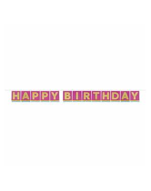 Flerfarvet Happy Birthday banner (33x33cm) - Bright Triangle